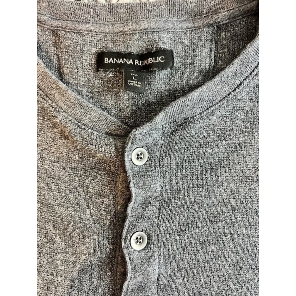 Mens Large Gray Thermal Banana Republic Long Sleeve‎ Shirt Size L